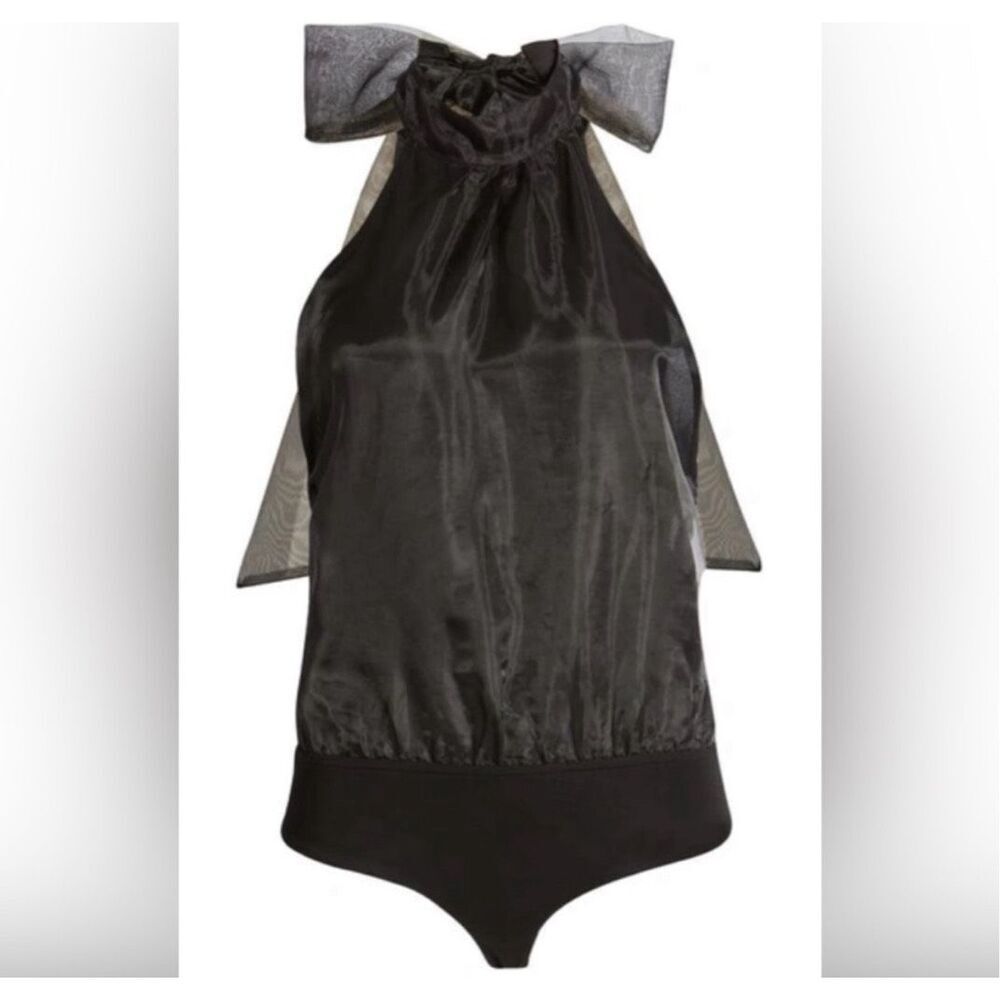 VICI Women's Black Organza Halter Tie Neck Bodysuit Sz S NWOT
